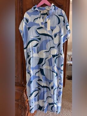 Rachel Zoe Blue and White Abstract Maxi Dress